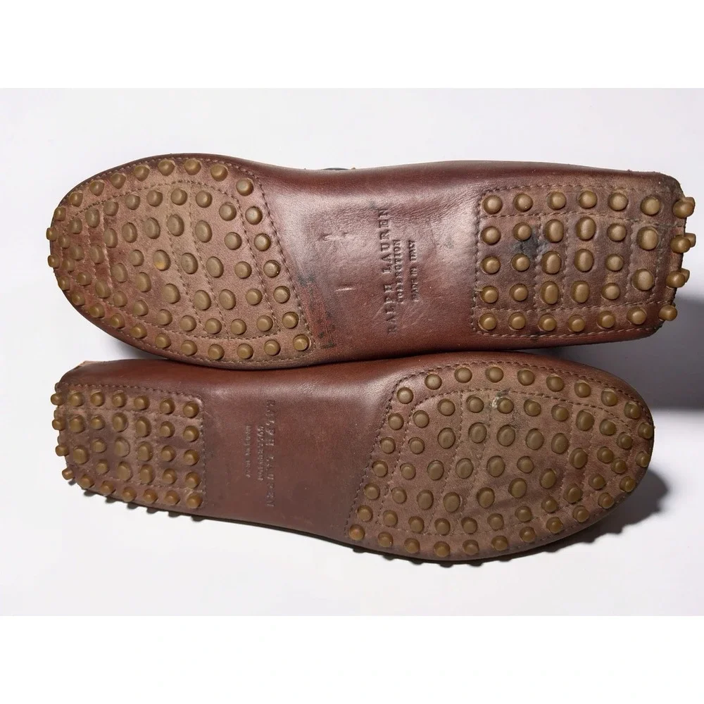 Ralph Lauren Purple Label Cordovan Brown Leather Drivers Loafers Size 7